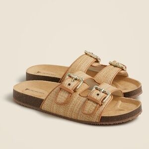 New J. Crew Girls' Tan buckle-strap sandal slides SZ K11‎